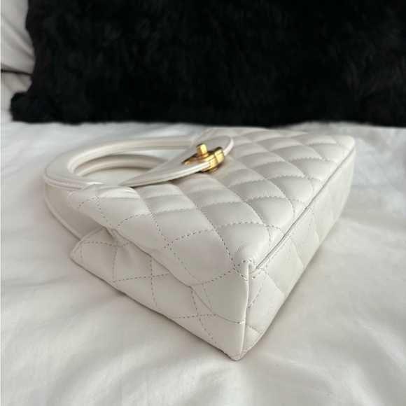 NWT π€ CHANEL 24P White Leather Small Nano Shopper Kelly Bag - Picture 9 of 16